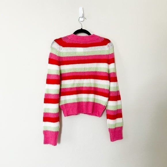 NWT GANNI Stripe Bejeweled Cardigan Pink Sweater XS - Picture 3 of 4